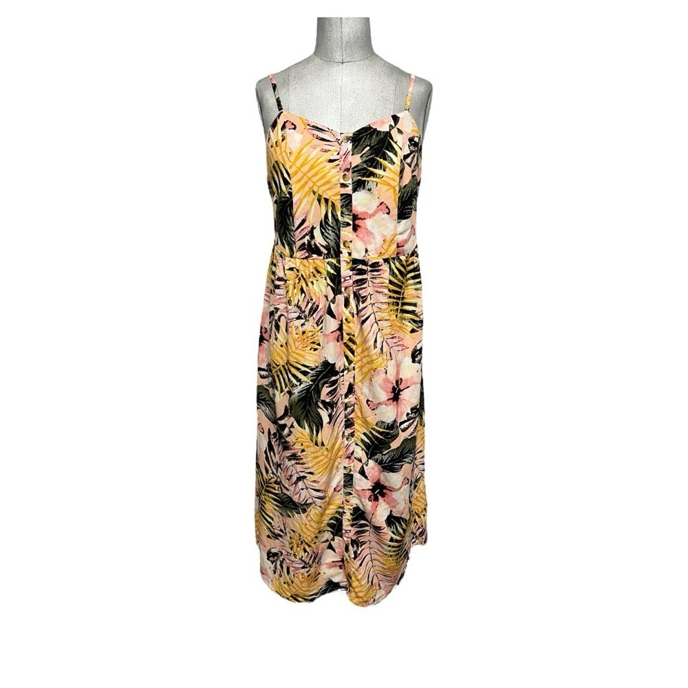 Lascana Button Up Panel Dress Adjustable Spaghetti Strap Size 14